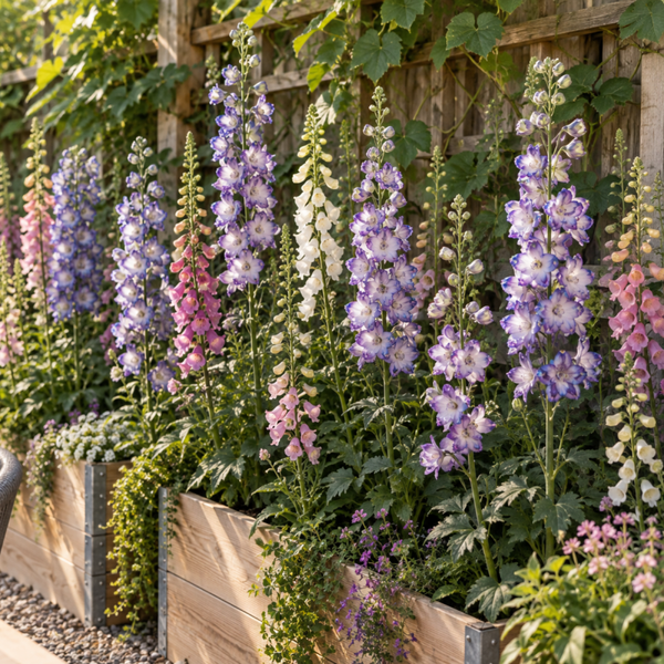Delphinium 'Brisbane white blue edge'