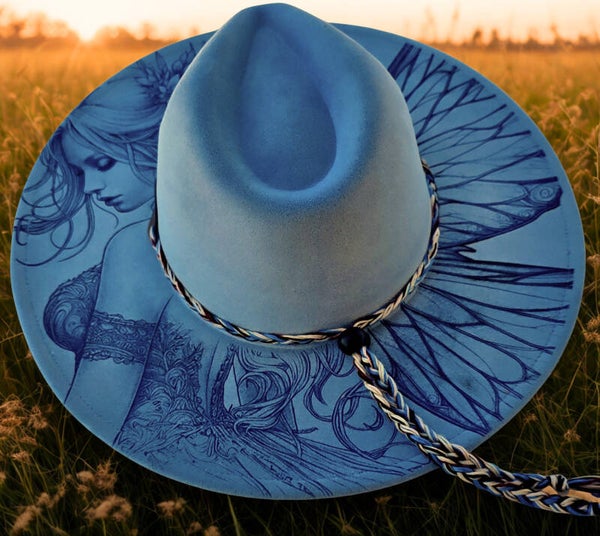 Blue Wide Brim Hat.  Fairy