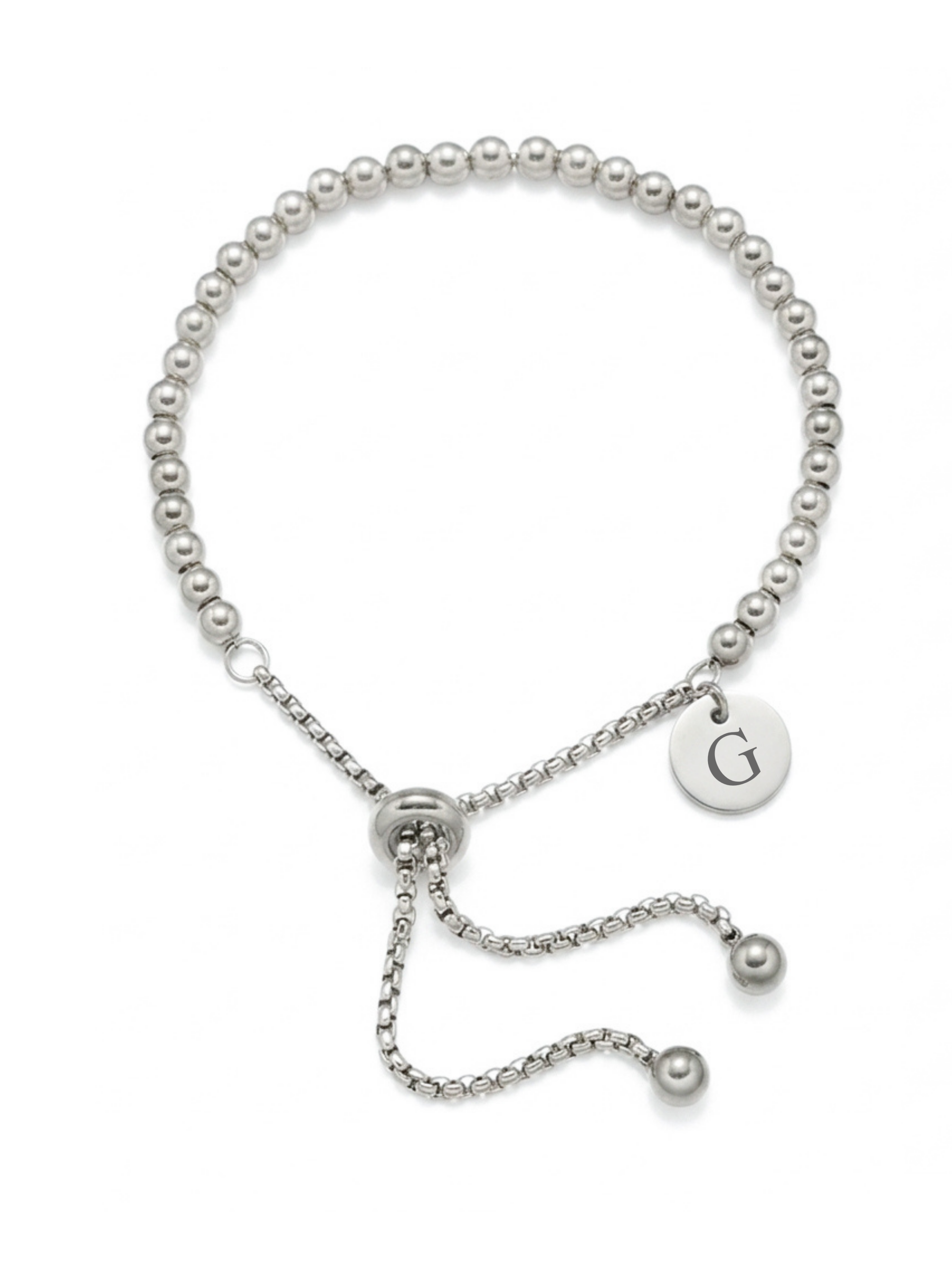 Armband Kralen met initiaal zilverkleurig