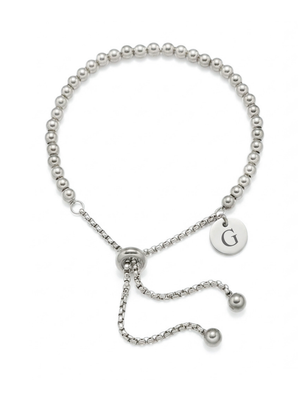 Armband Kralen met initiaal zilverkleurig
