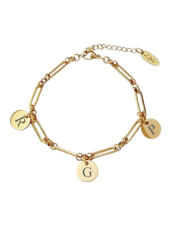 Armband muntjes bedels gepersonaliseerd goudkleurig