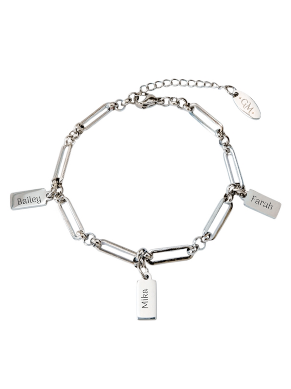 Armband bedels gepersonaliseerd zilverkleurig