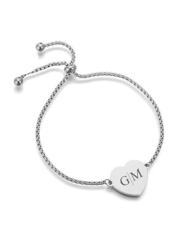 Armband Hart initialen zilverkleurig