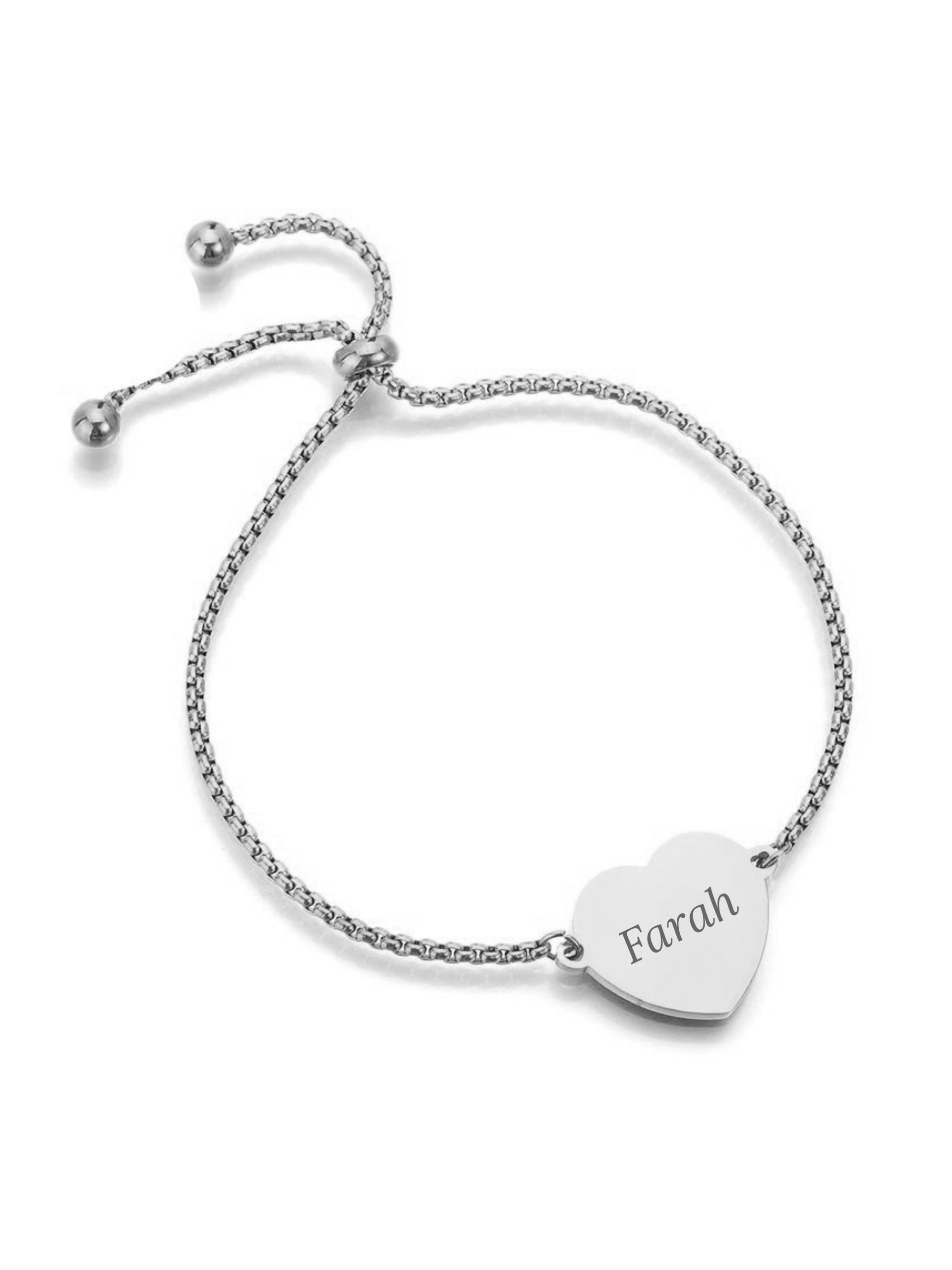 Armband Hart gepersonaliseerd zilverkleurig