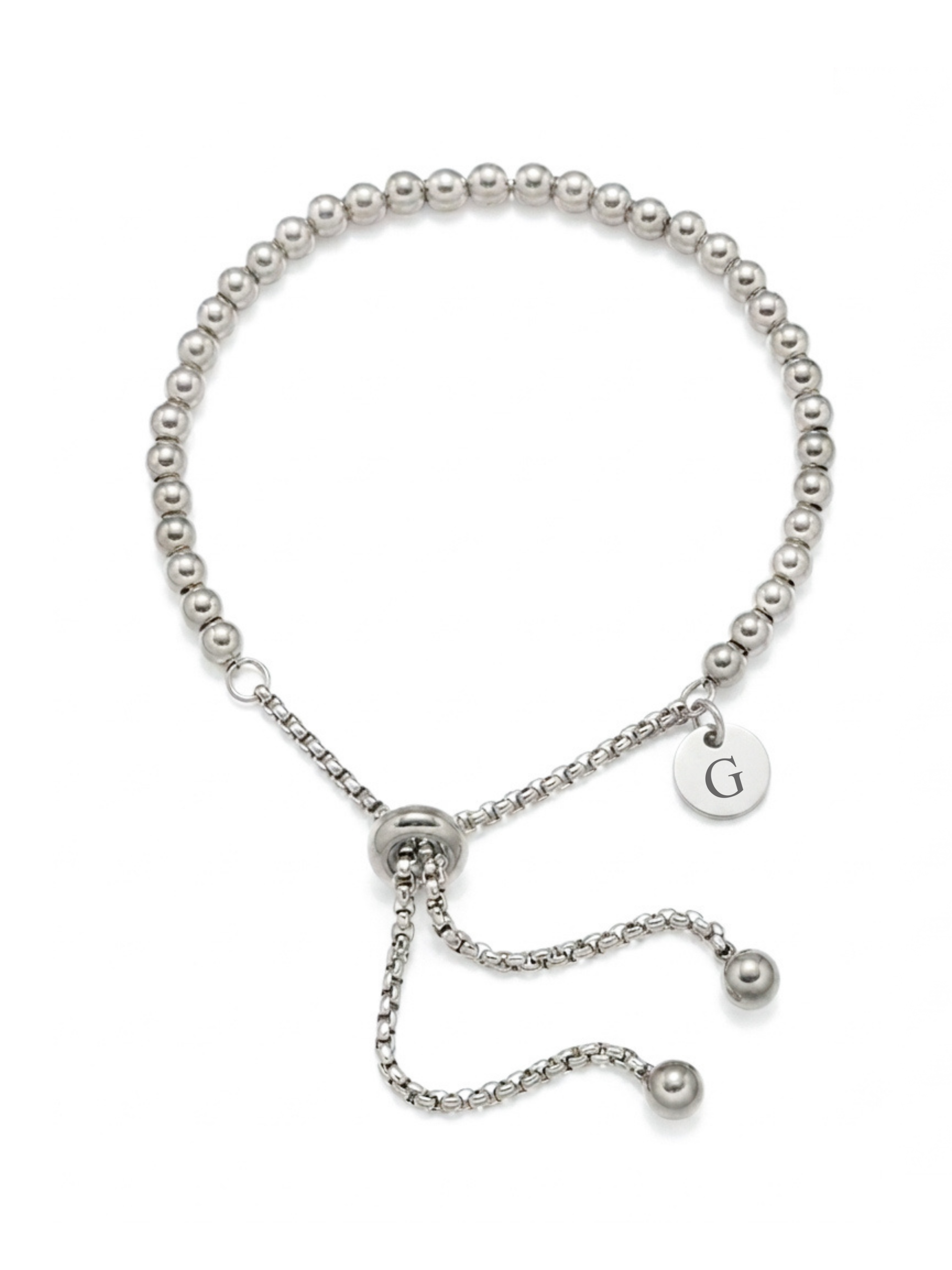 Armband Kralen met initiaal zilverkleurig