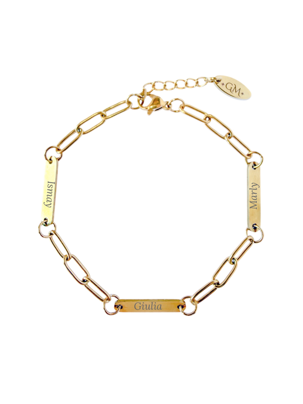 Armband met graveerplaatjes goudkleurig