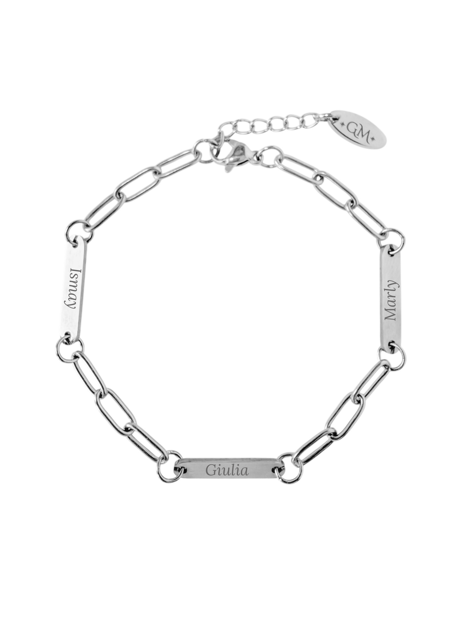 Armband met graveerplaatjes zilverkleurig