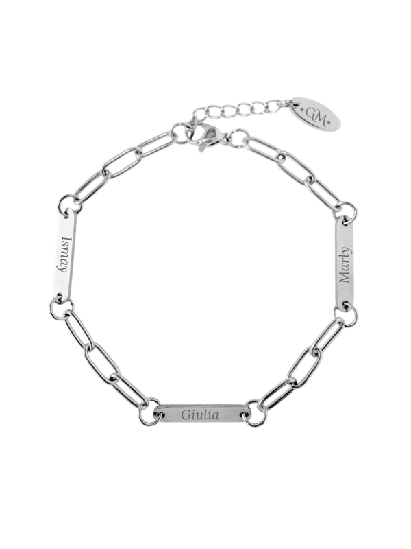 Armband met graveerplaatjes zilverkleurig
