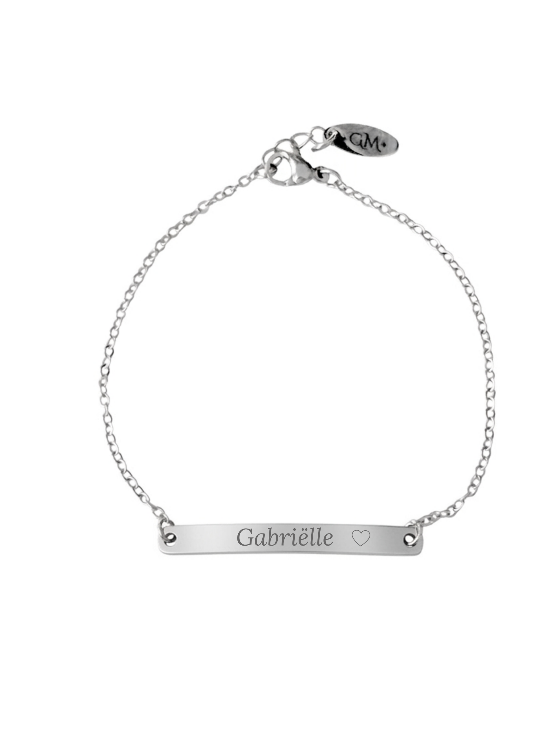 Armband met naamplaatje zilverkleurig