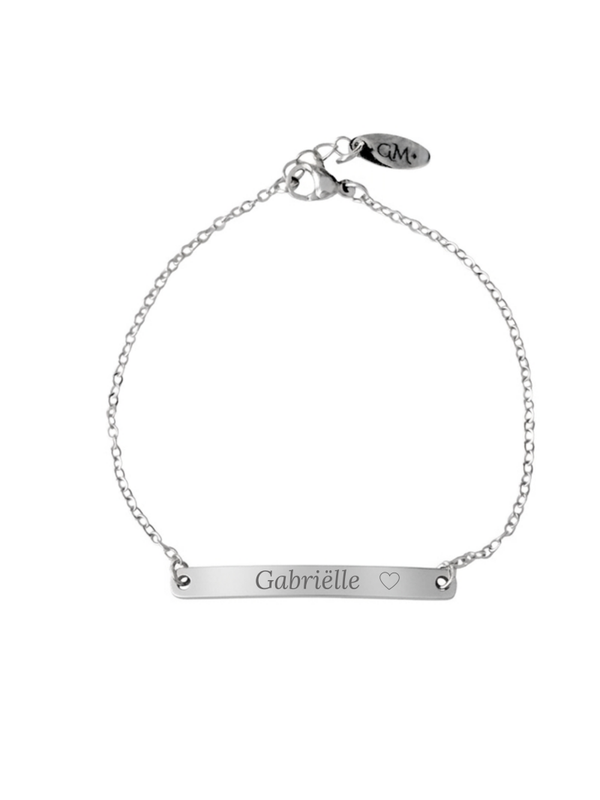 Armband met naamplaatje zilverkleurig