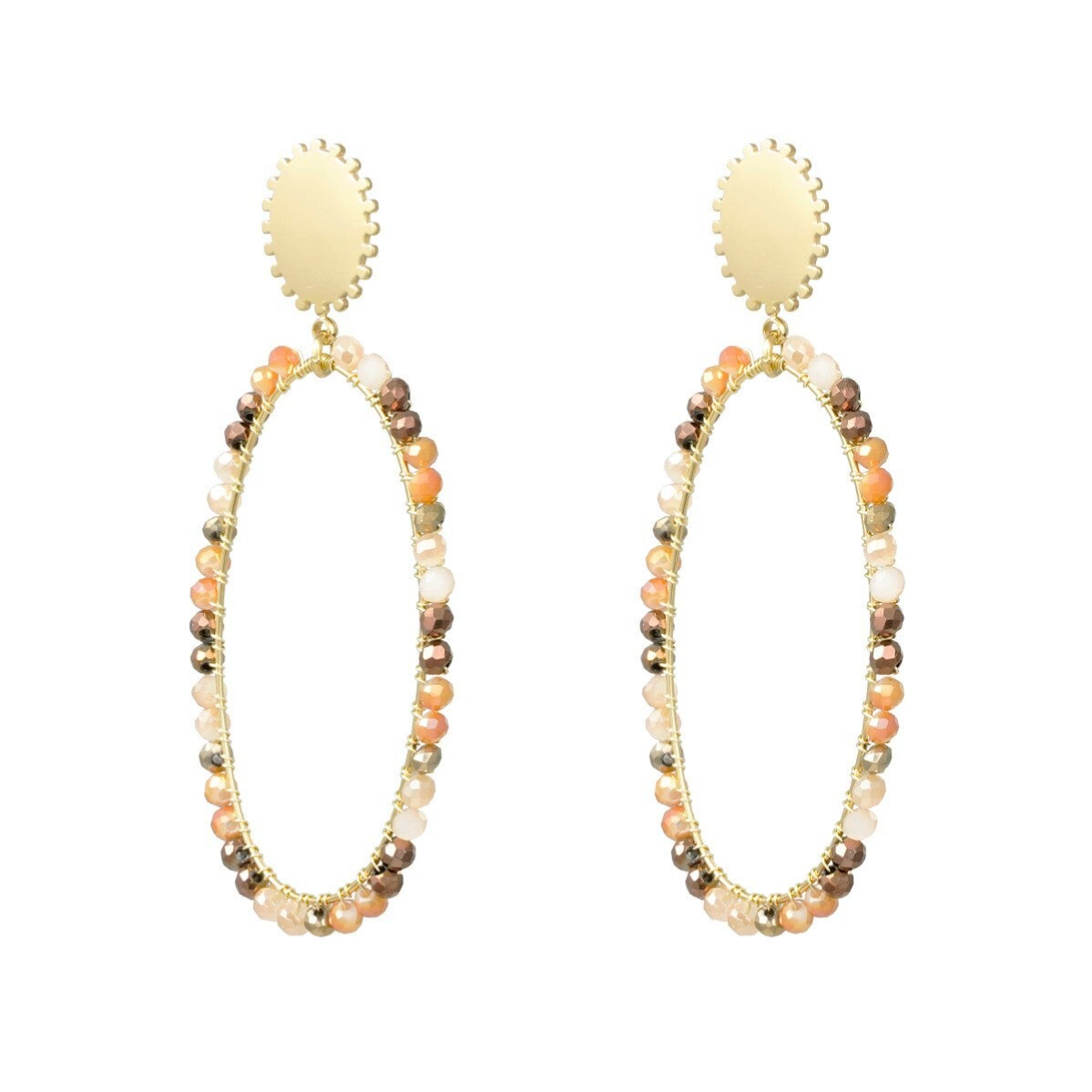 Oorbellen Kraaltjes Bruin/Beige Mix