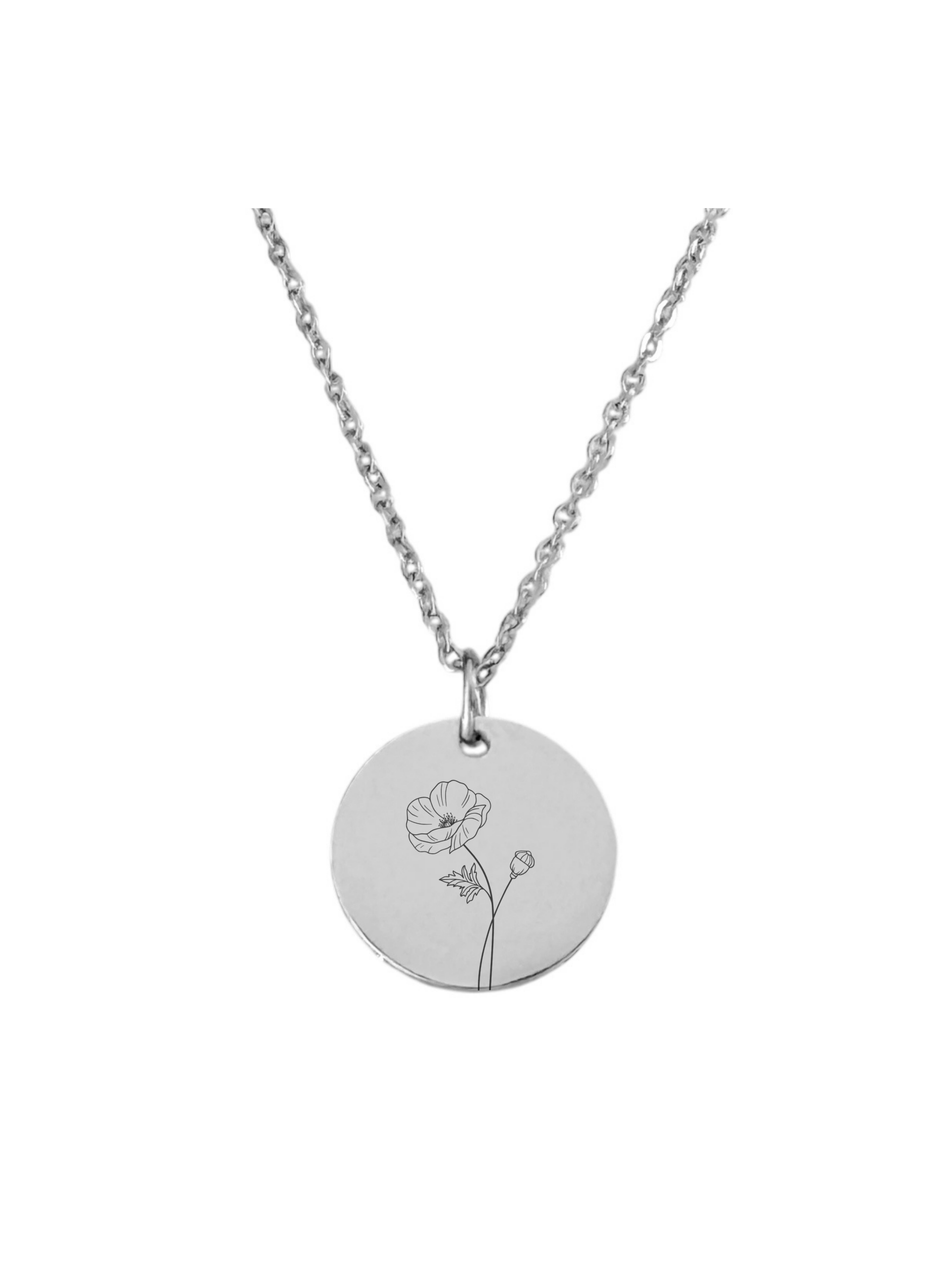 Ketting Geboortebloem zilverkleurig