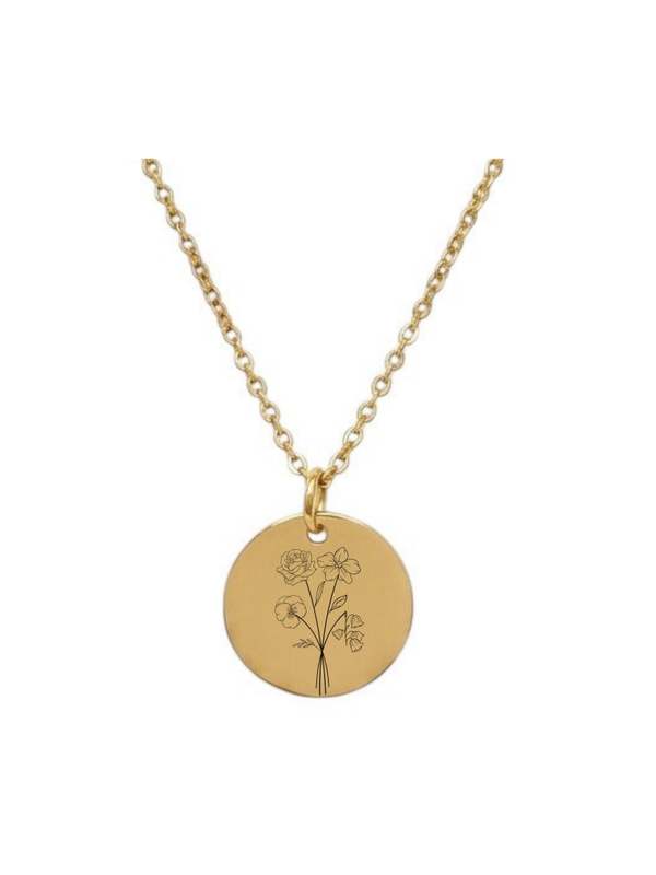 Ketting Geboortebloem Boeket goudkleurig
