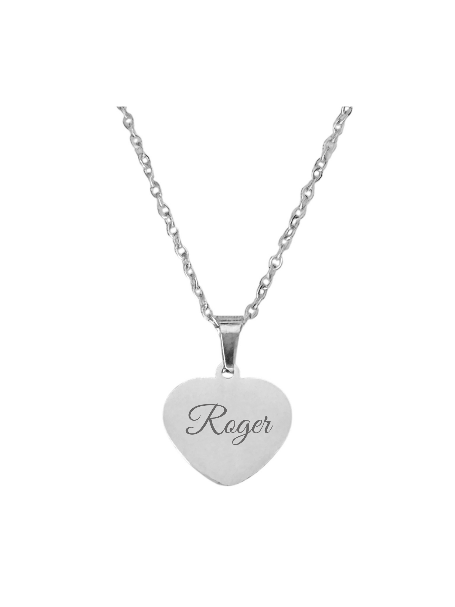 Ketting Hartje gepersonaliseerd zilverkleurig