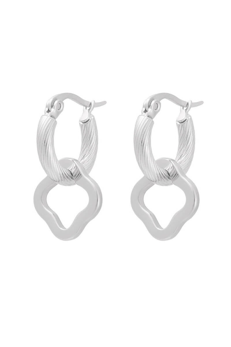 oorbellen hoops klaver zilver