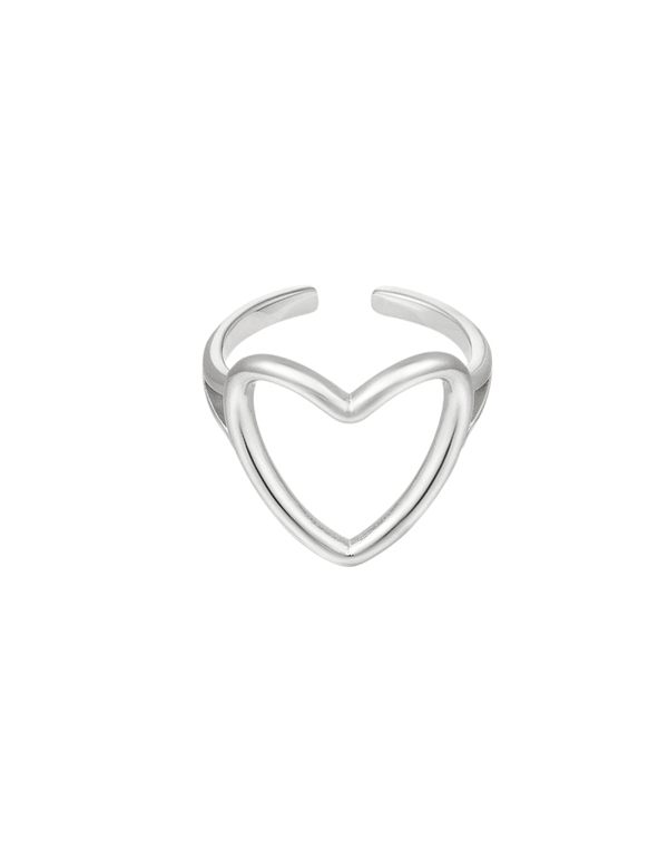 Ring Big Heart zilverkleurig
