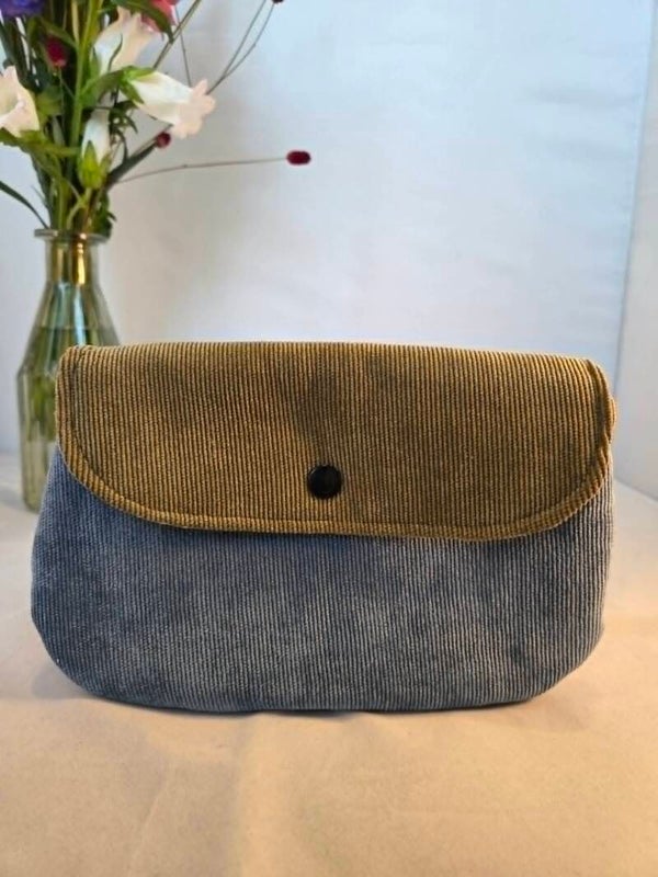 tasje met drukknop -olijf/donker blauw-