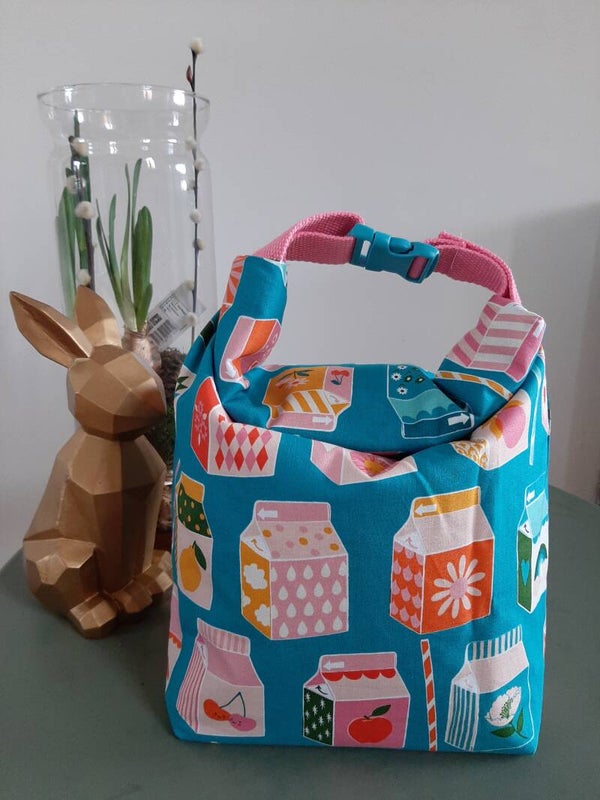 Lunchbag  "rose-blauw"