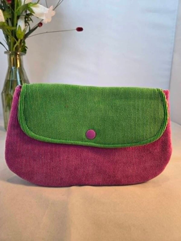 tasje met drukknop -groen/paars-