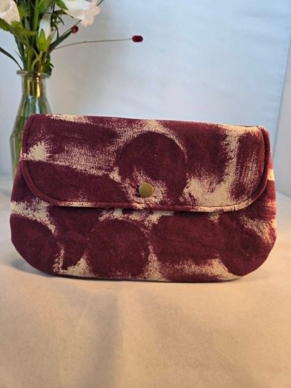 tasje met drukknop -aubergine-ecru-