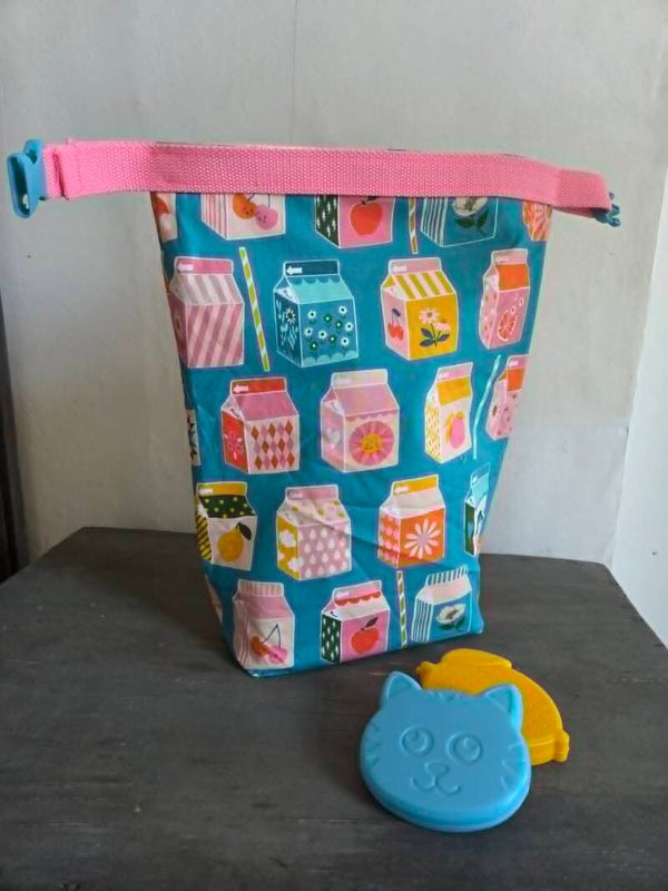 Lunchbag "rose-blauw"