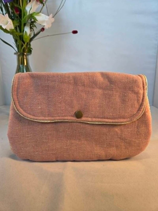 tasje met drukknop -oud roze/goud-