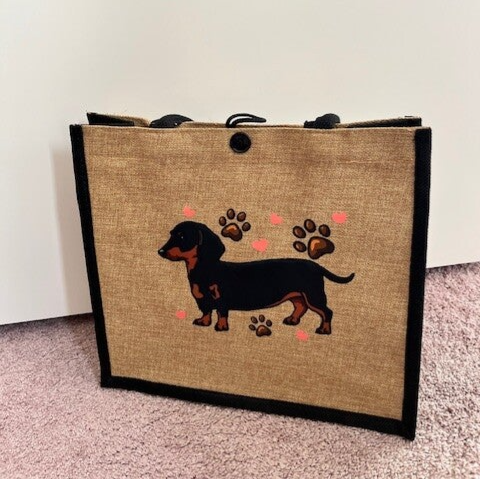 BaasjesBoodschappentas – Jute met Hart voor Teckels