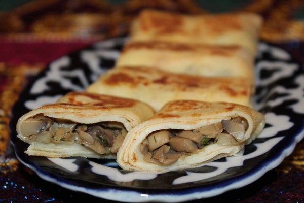 Crêpes met champignons, bezorging op verzoek