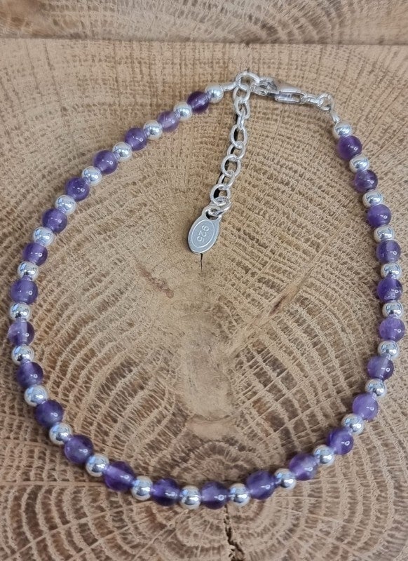 925 zilveren, armband met Amethist.