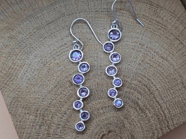 925 zilveren, oorbel hangers met Amethist