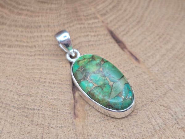 925 zilveren, hanger met Groene Koper Turquoise