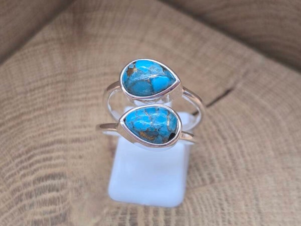 925 zilveren, ring met koper Turquoise, maat 18.5