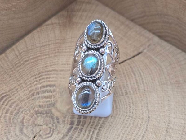 925 zilveren, ring met Labradoriet Maat 18
