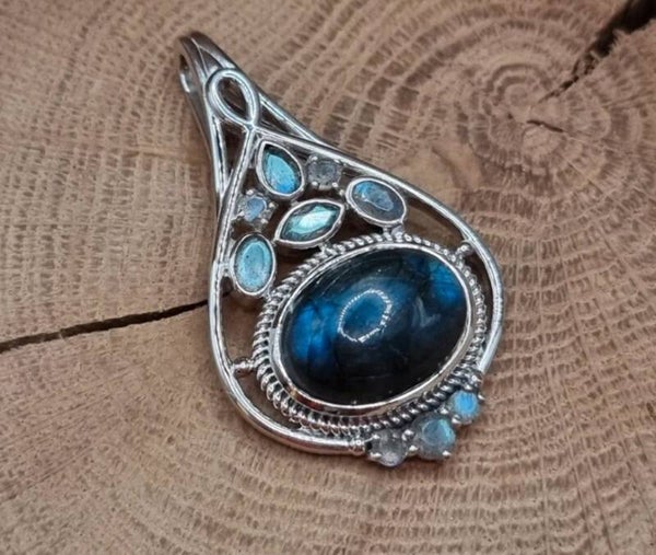 925 zilveren, ketting hanger met Labradoriet