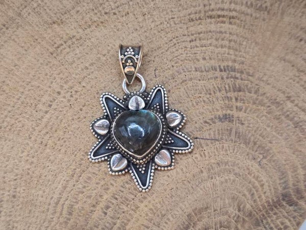 925 zilveren Labradoriet ketting hanger