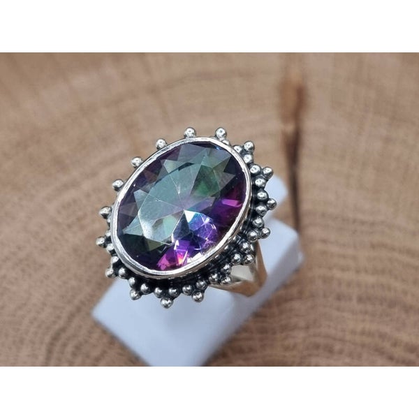 925 zilveren, ring met Mystic Topaas maat 17