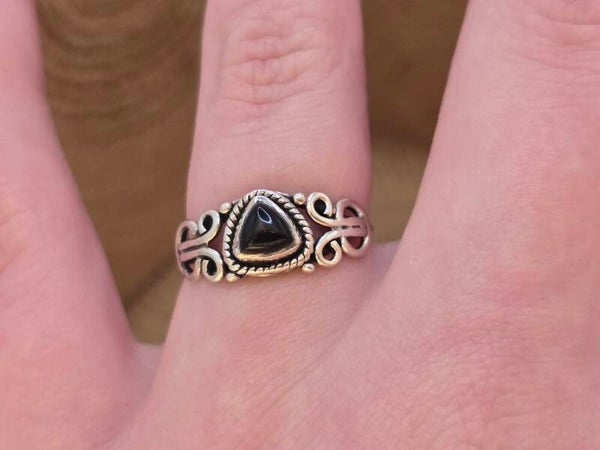 925 zilveren, ring met Onyx. Maat 16