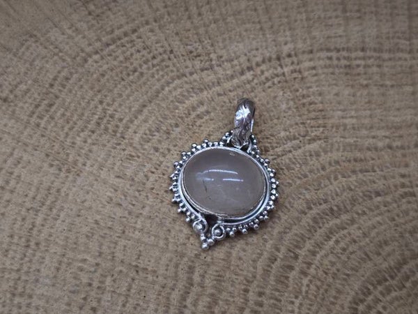 925 zilveren, Rozenkwarts hanger