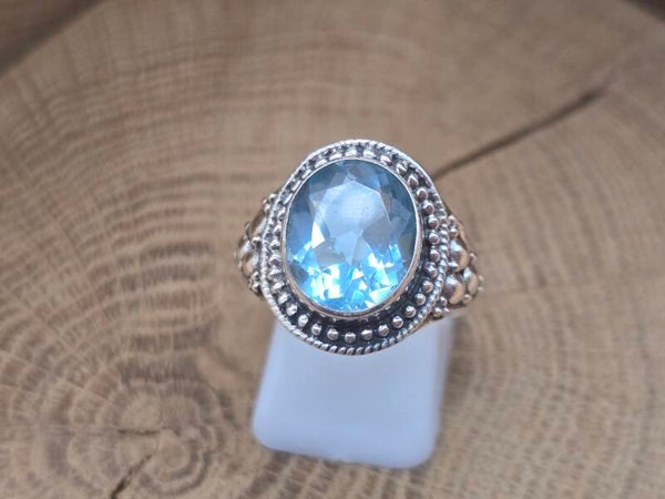 925 zilveren, ring met Topaas maat 19