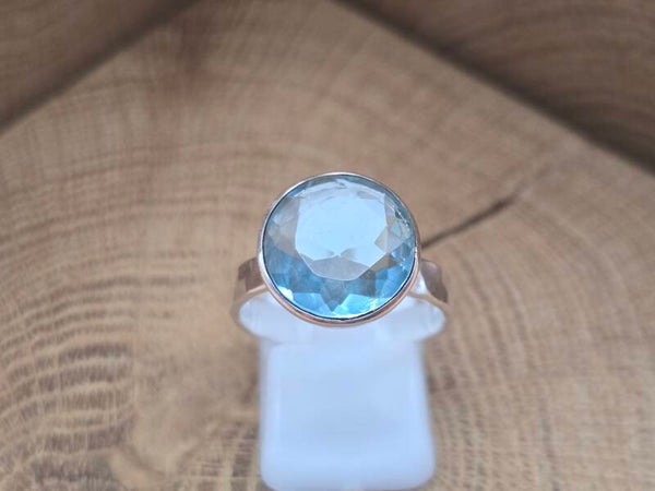 925 zilveren, ring met Topaas maat 18