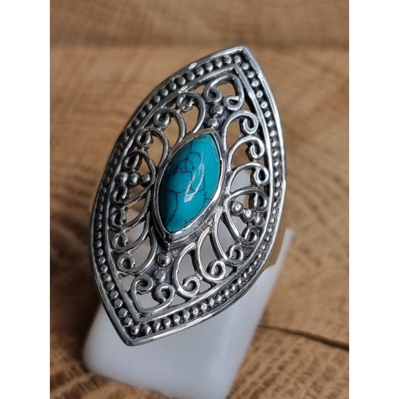 925 zilveren, ring met Turkoois Maat 18