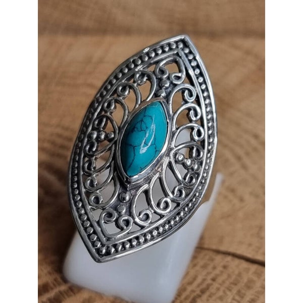 925 zilveren, ring met Turkoois Maat 18