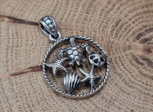 925 zilveren, hanger met zeedieren.