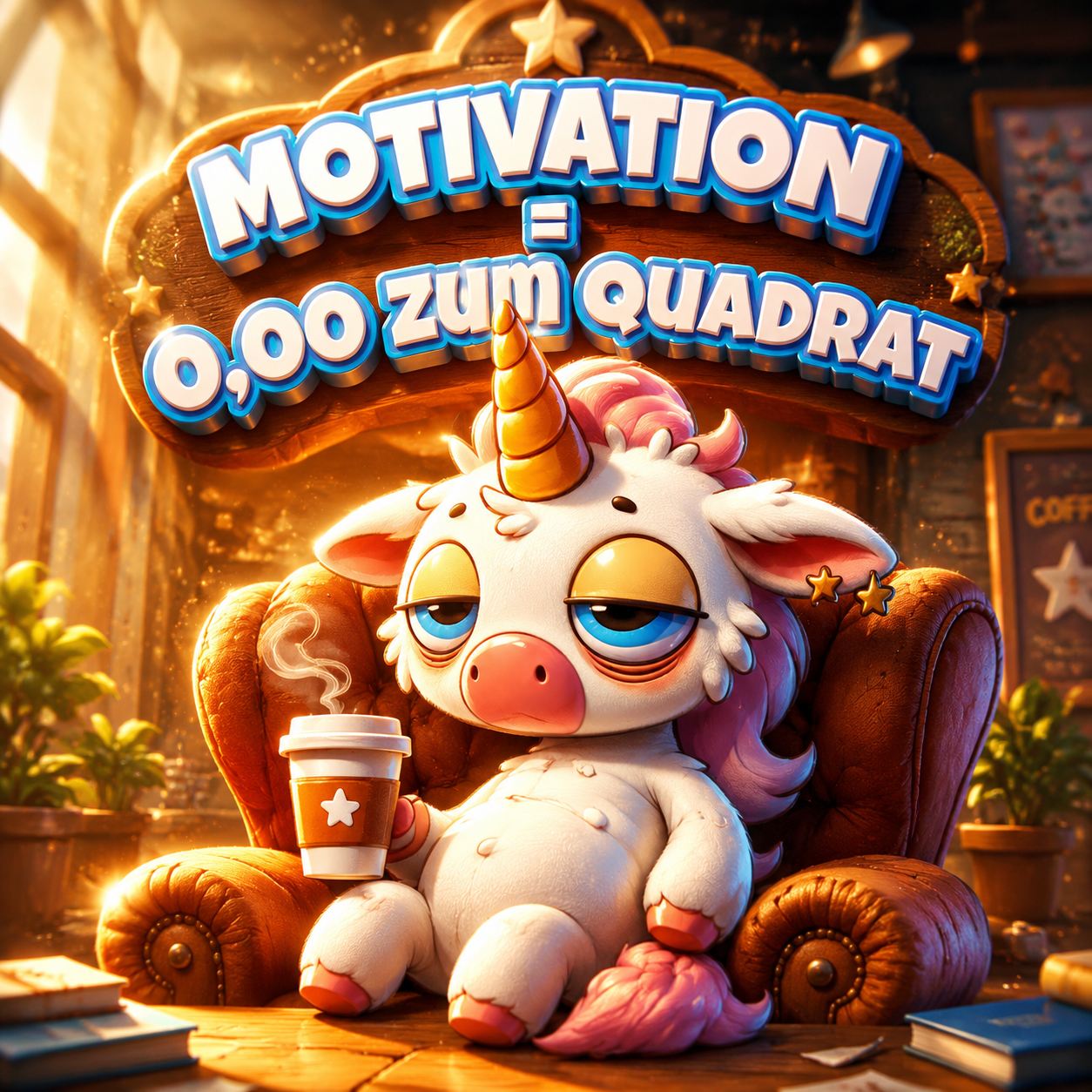 Motivation = 0,00 zum Quadrat - Einhorn Sprüche