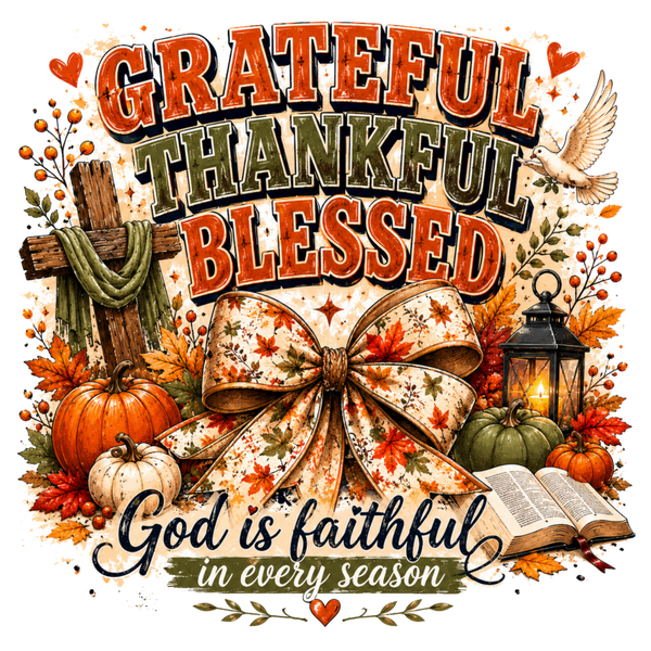 Grateful Thankful Blessed God is faithful in every season - Herbst Sprüche
