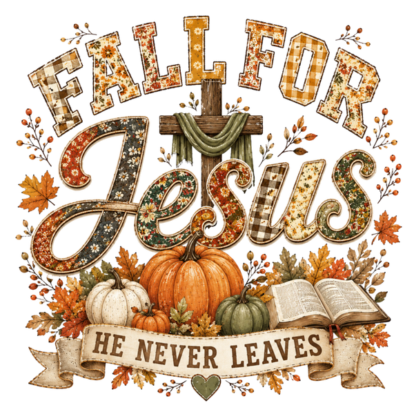 Fall for Jesus he never Leaves - Herbst Sprüche