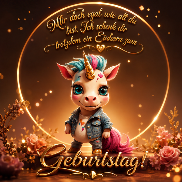 Mir dich egal wie alt du bist. Ich senke dir trotzdem ein Einhorn zum Geburtstag - Einhorn Sprüche