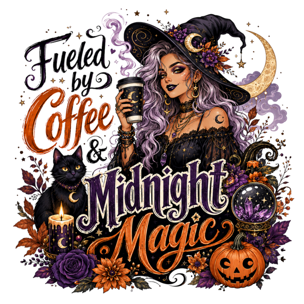 Fueled by Coffee & Midnight Magic - Witch Sprüche