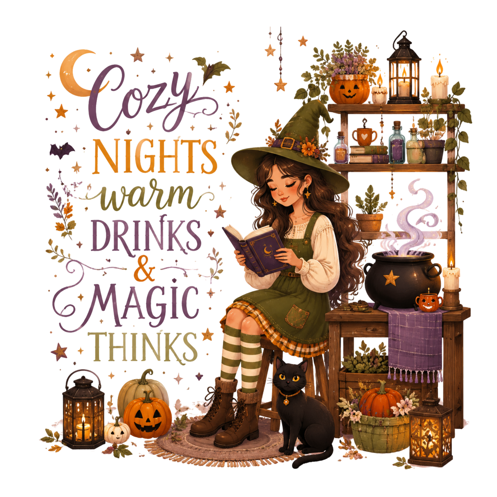 Cozy Nights warm Drinks & Magic Thinks - Witch Sprüche