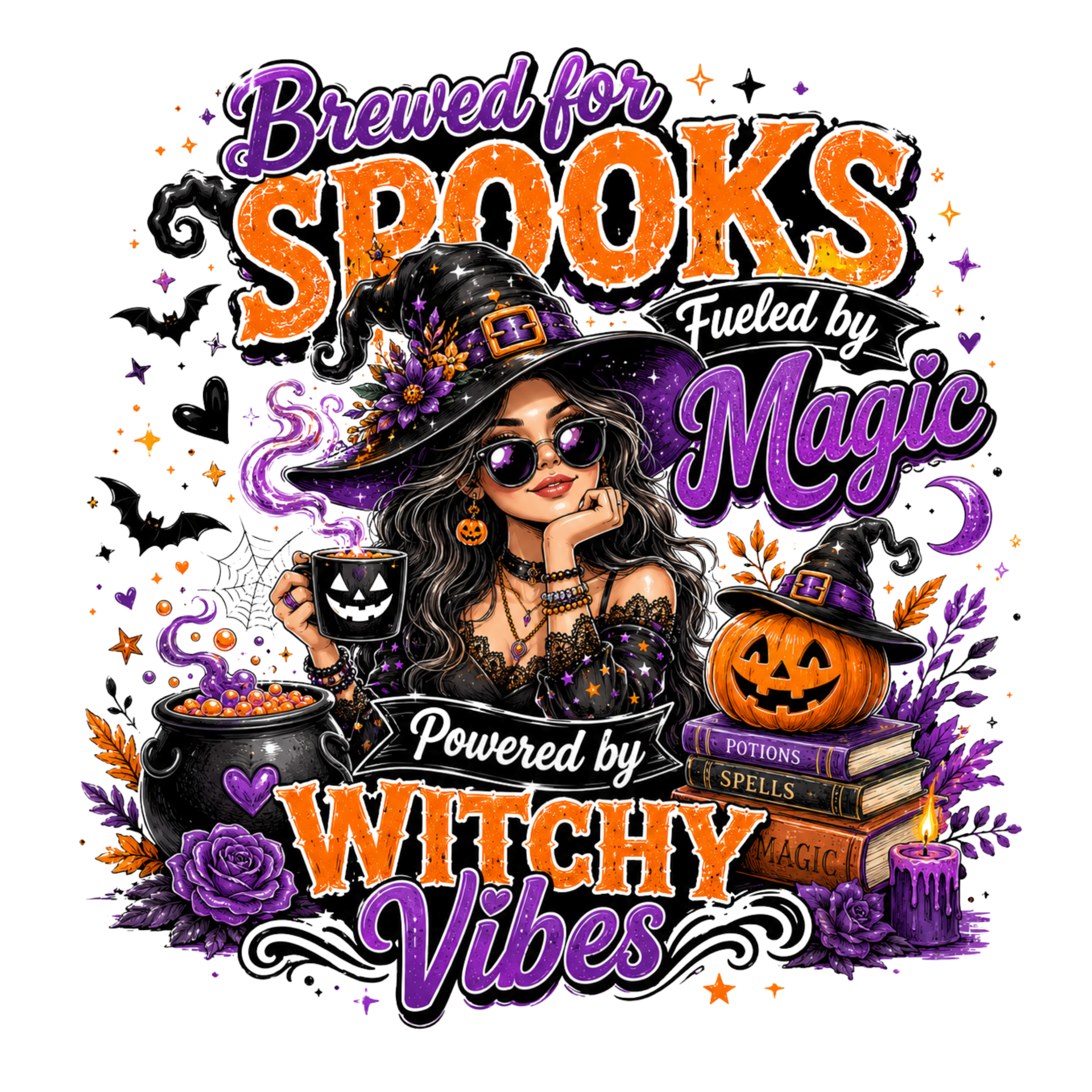 Brewed for Spooks fueled by Magic Powered by Witchy Vibes - Witch Sprüche